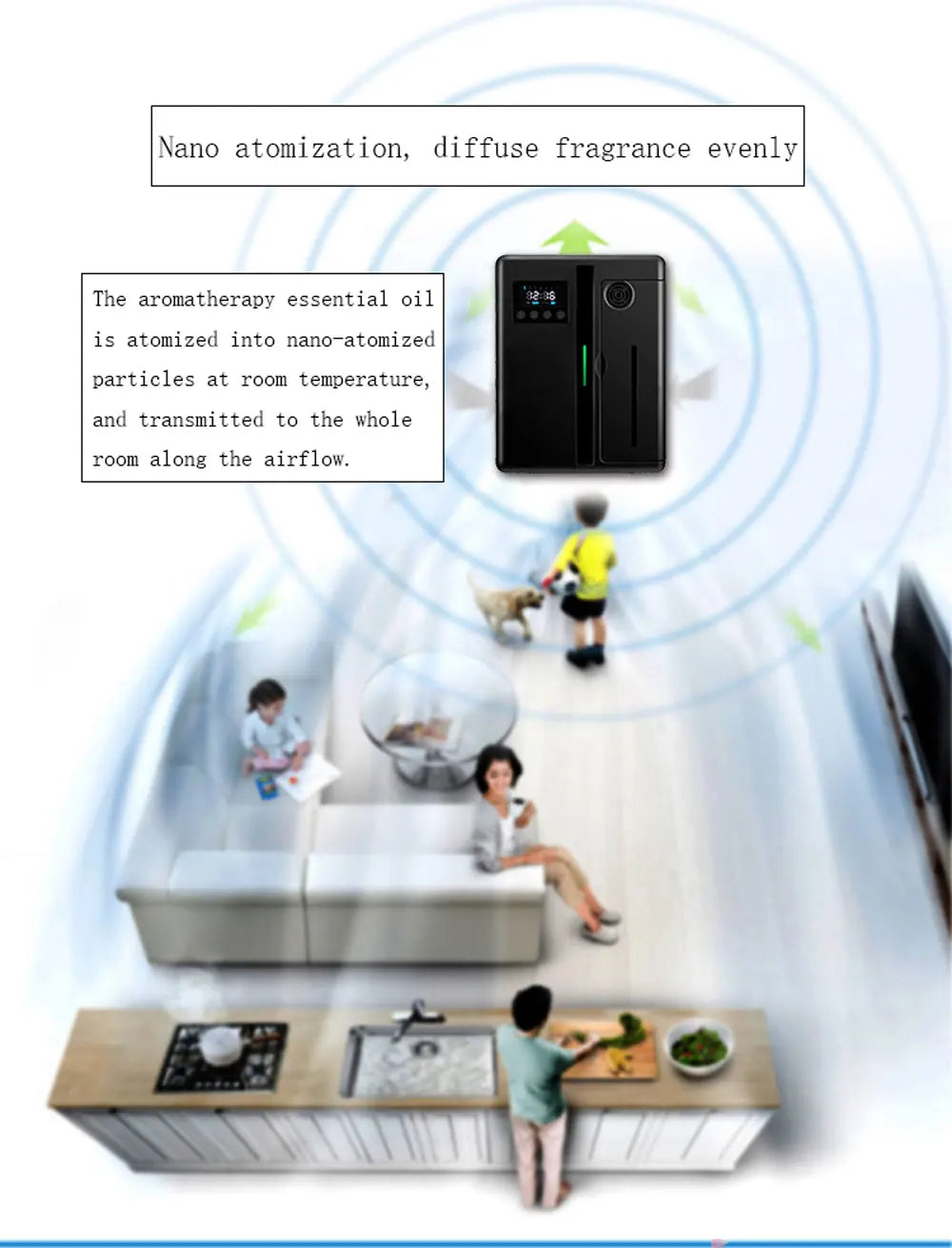 Wall Mounted Waterless Essential Oil Diffuser with Bluetooth