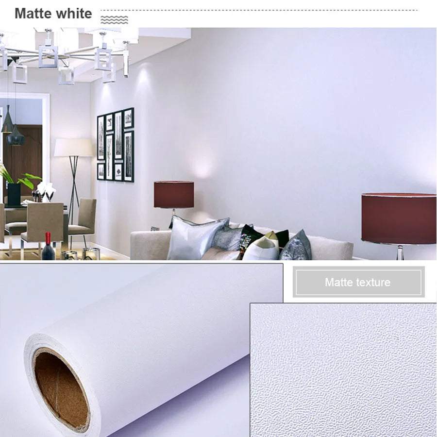 5m Pure Gray Waterproof Extra-Thick PVC Peel-and-Stick Wallpaper – Mould-Resistant for Bedrooms, Cabinets & Furniture