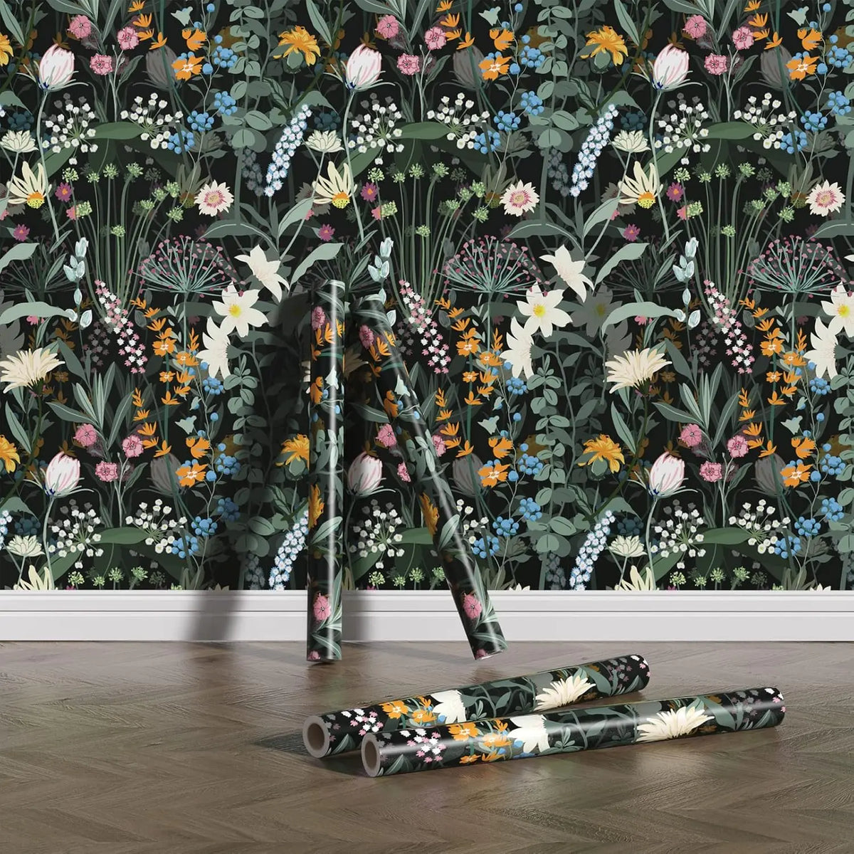 Vintage Green Botanical Waterproof Vinyl Peel-and-Stick Wallpaper – Removable & Mould-Resistant