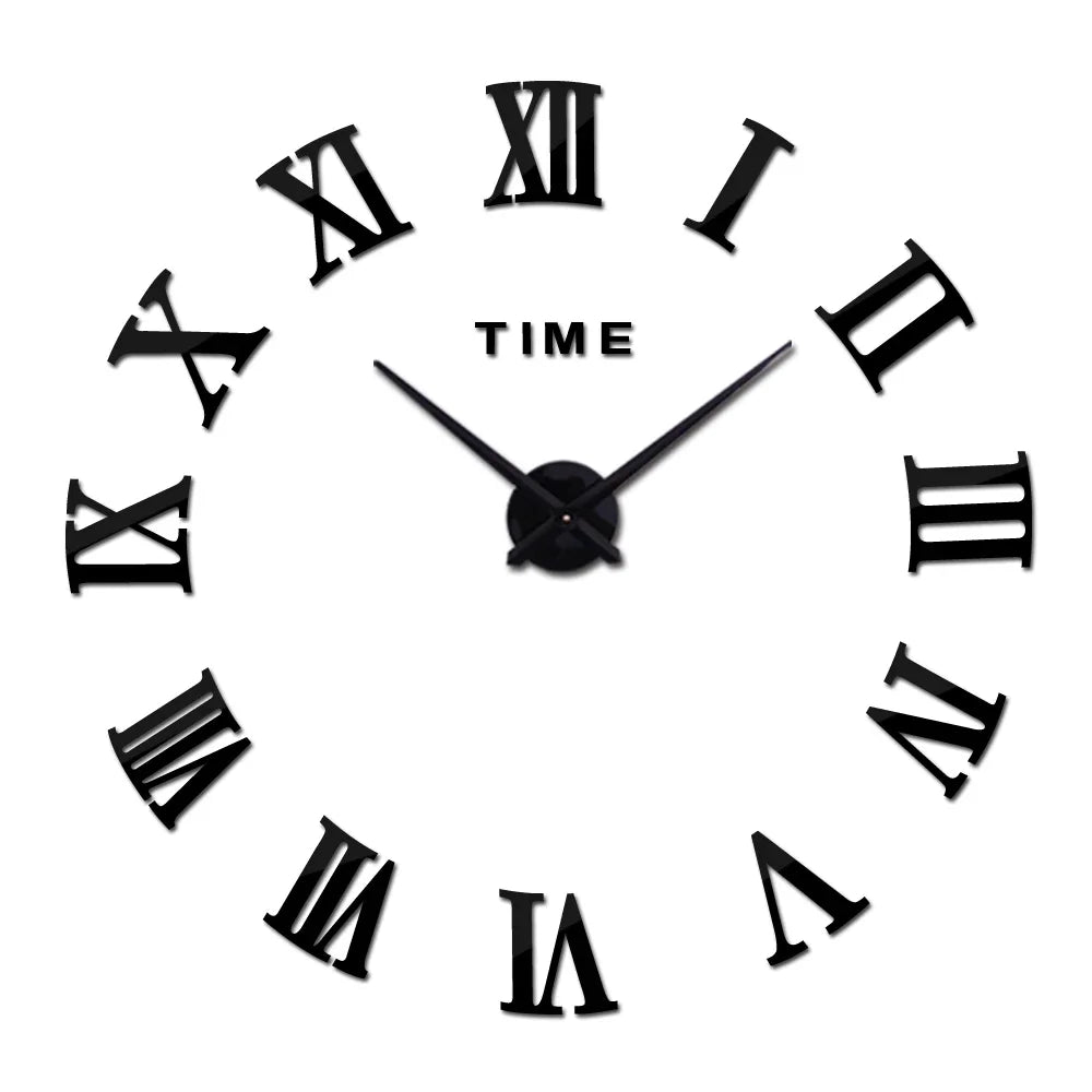 Large Black DIY Acrylic Wall Clock – 12 Designs, 36 or 48 Inch