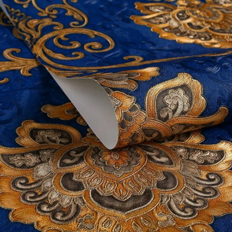 Luxury Damask 3D Embossed Waterproof PVC Traditional Wallpaper – Extra Thick, Washable & Fireproof
