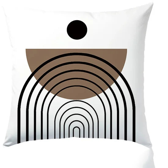 Modern Geometric Leaf-Print Polyester Pillow Cover – Designs 2–3, 4 Sizes