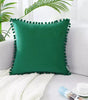 Black or Green Velvet Pom-Pom Throw Pillow Cover, 15.75–19.69 in, Cover Only