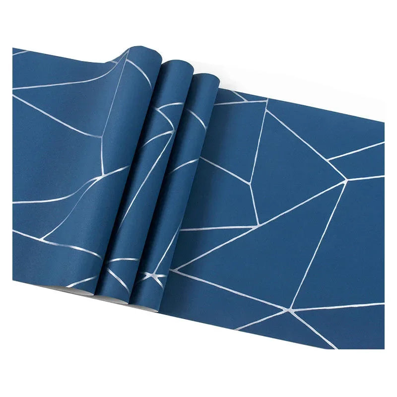 Grey, White & Blue Geometric 3D Embossed Traditional Non-Woven Wallpaper Roll – 53 cm × 9.5 m