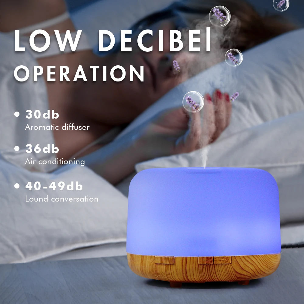 500ml Ultrasonic Essential Oil Diffuser with Remote and LED Lights