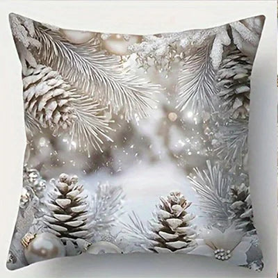 Snowy Pine Forest Christmas Pillow Cover – Washable Peachskin, 4 Square Sizes
