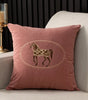 Dusty Pink Embroidered Horse Polyester/Cotton Pillow Cover – 17.72 × 17.72 in (45 × 45 cm), 1 Piece
