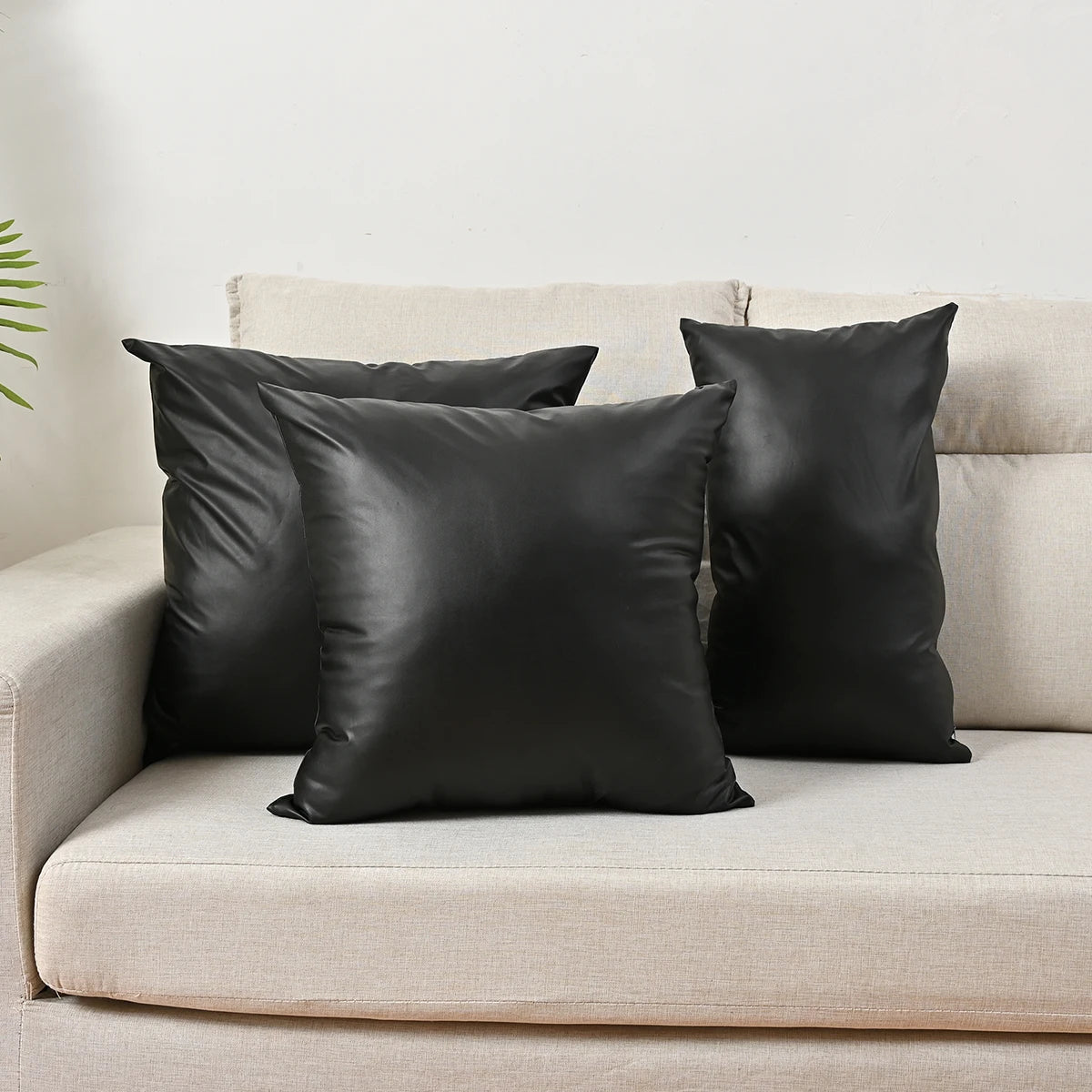 Waterproof Leather Square Pillow Cover – 17.72 or 19.69 in (45 or 50 cm), 1 Piece
