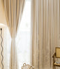 Beige Floral-Embroidered Double-Layer Semi-Light Blocking Curtain Panel – 4 Hanging Styles