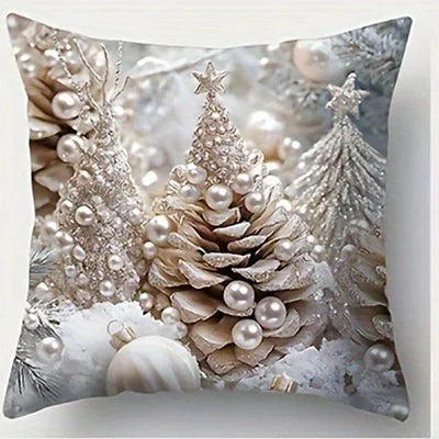 Pinecone Christmas Tree Pillow Cover – Washable Polyester Peachskin, 1 Piece