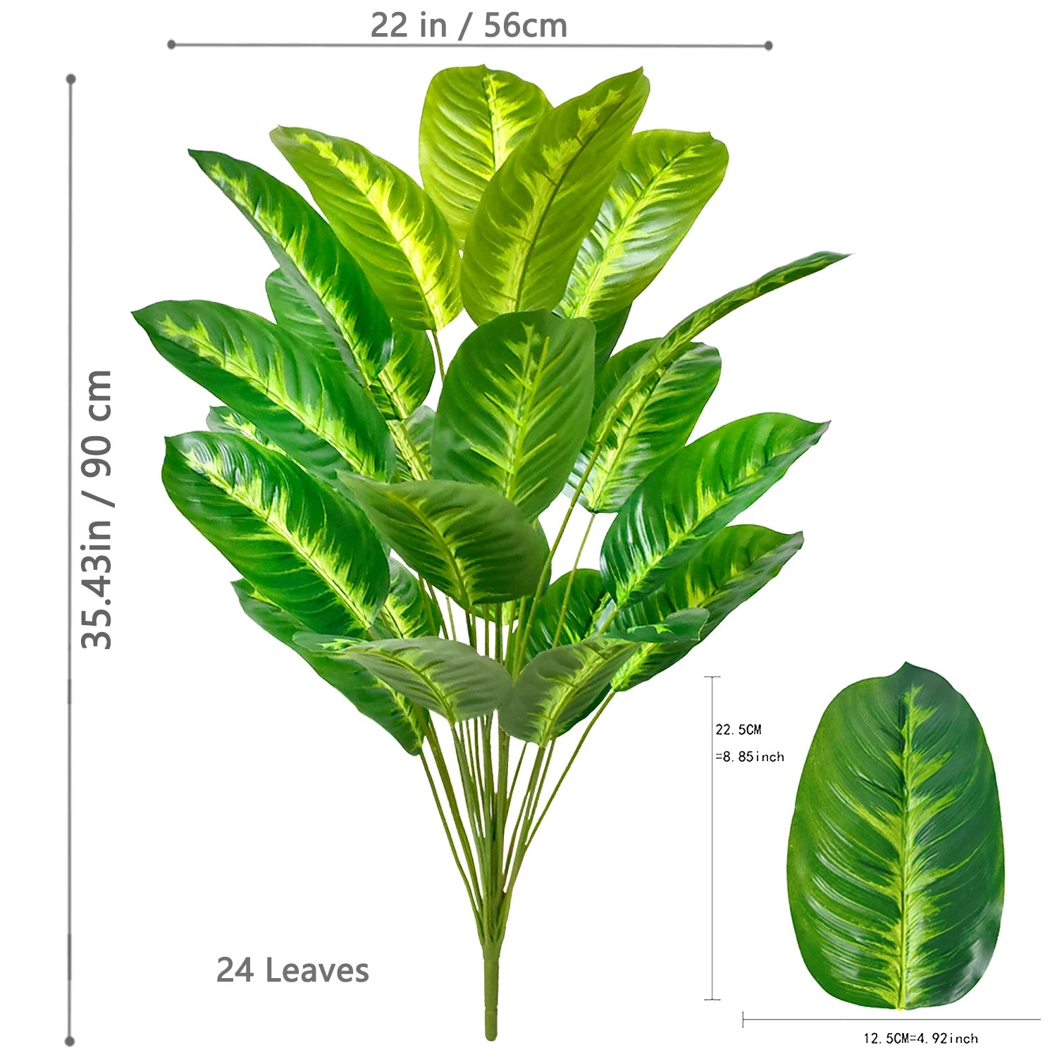 Large Artificial Bird of Paradise Plant Leaves – Real Touch Tropical Strelitzia Faux Greenery for Home & Garden Decor
