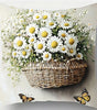 Daisy Scenes Polyester Peachskin Pillow Covers – 15.75–23.62 in Square, Single-Sided Print, Set of 4