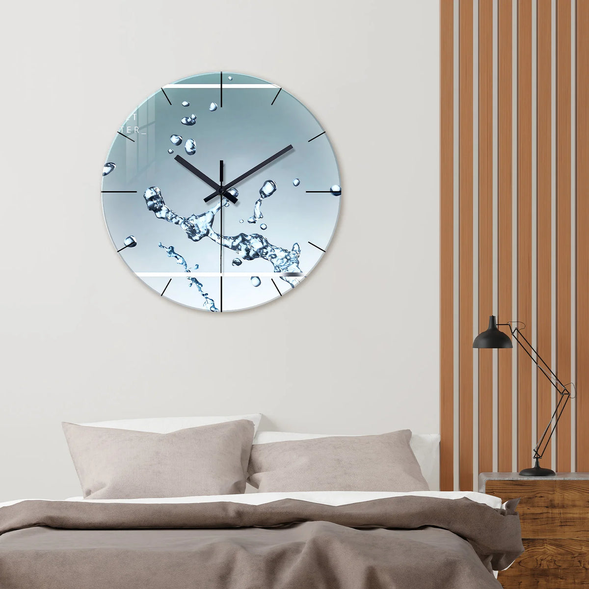Water Drop Tempered Glass Silent Wall Clock – Modern Quartz Decor, 12–16 Inch