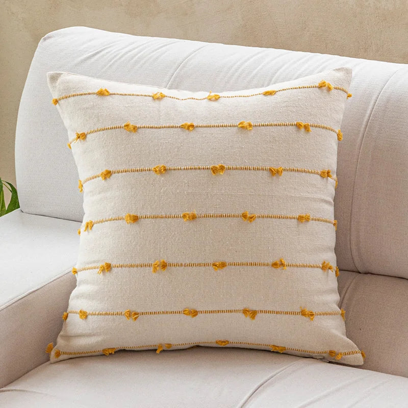 Pink & Yellow Striped Jacquard Pillow Covers – Square & Lumbar