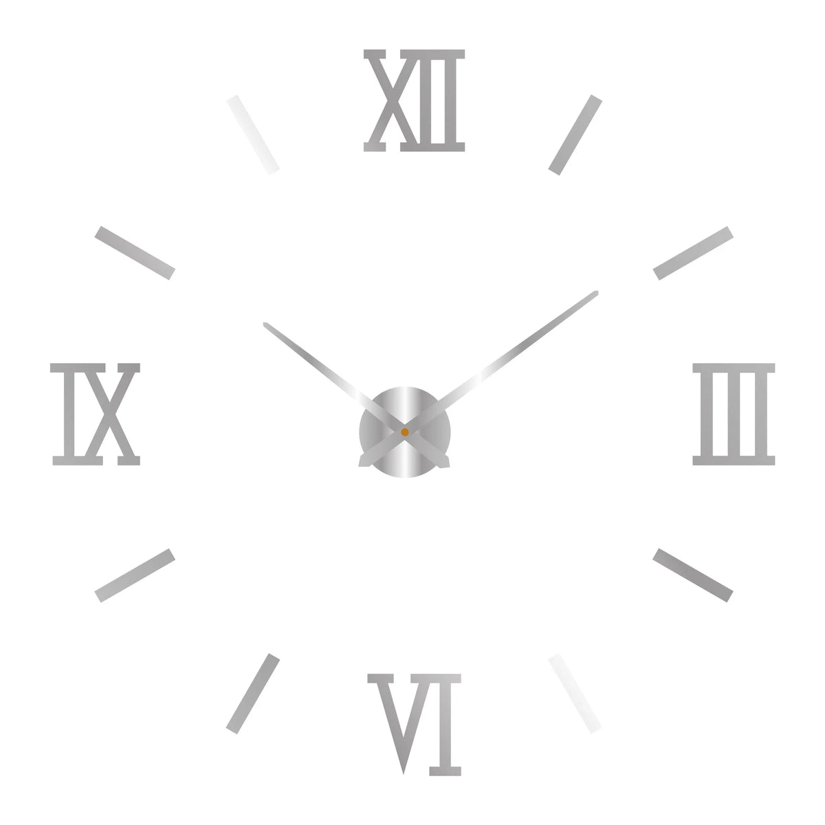 Large Silver Acrylic Mirror DIY Wall Clock – Five Designs, Adjustable Diameter