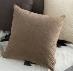 Warm-Tone Interlocking Quilted Velvet Pillow Covers – 17.72 in Square