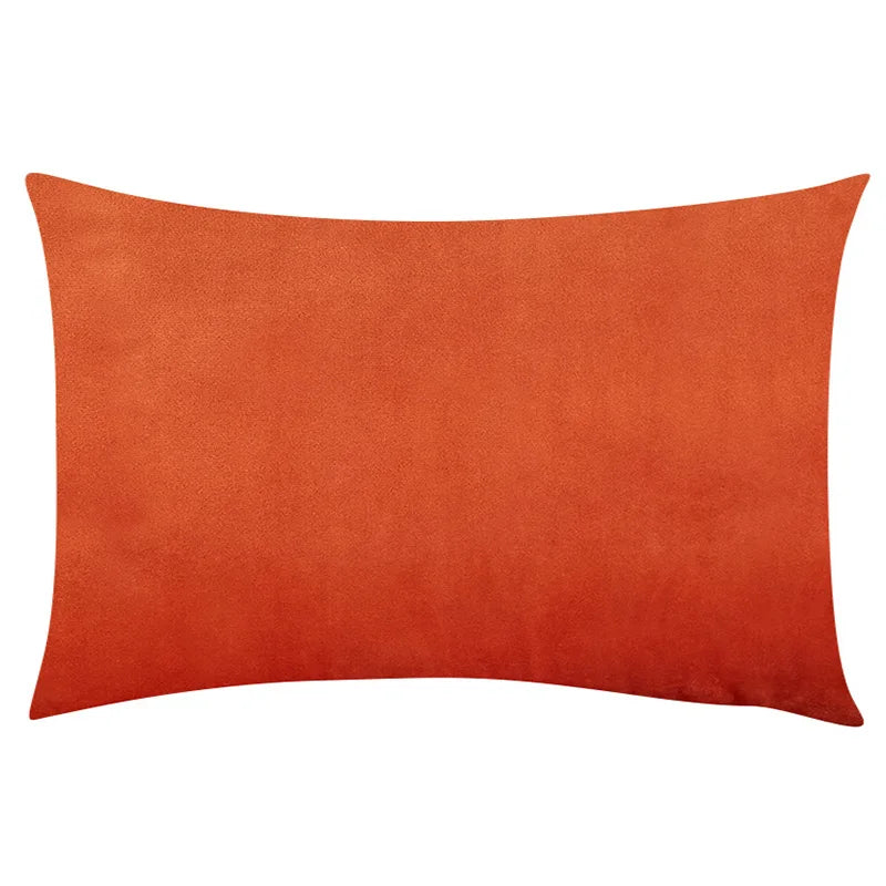 Orange Solid Velvet Lumbar Pillow Cover – Soft Woven Fabric, 1 Piece, 11.81 × 19.69 in (30 × 50 cm)