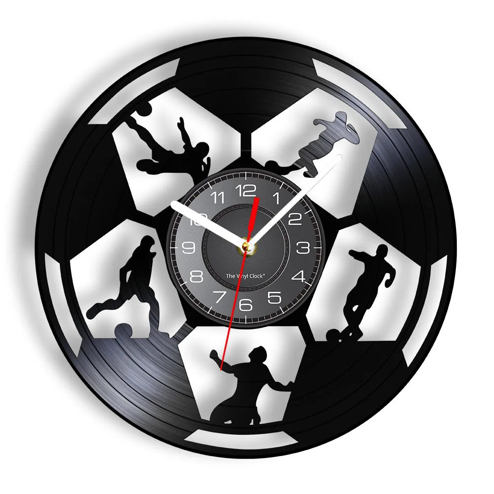 Football Vinyl Record Wall Clock – 30 cm Quartz Decor with Optional LED, Designs 6–10