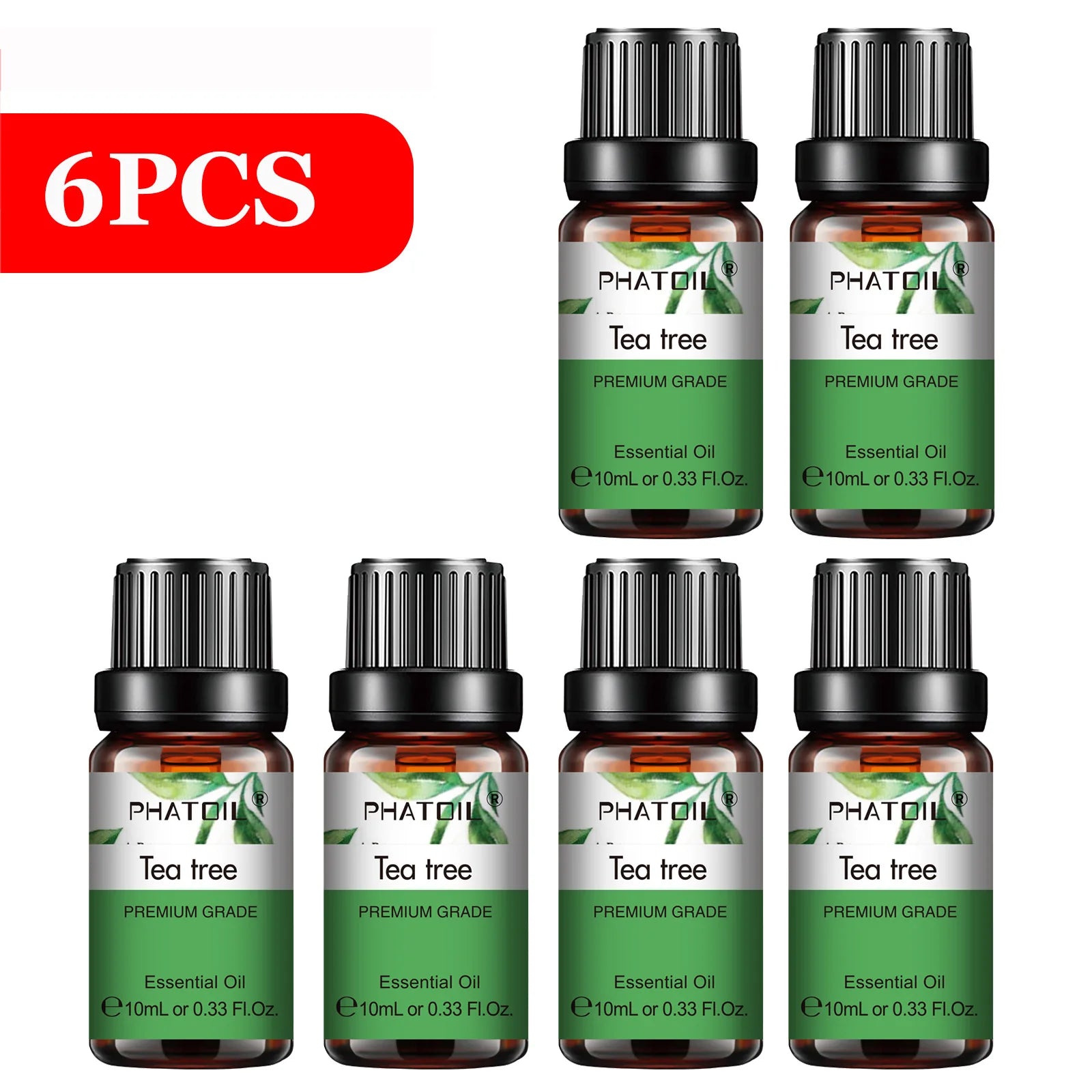 PHATOIL 6-Piece 10ml Pure Essential Oil Set for Diffusers