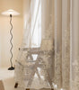 Beige Floral-Embroidered Double-Layer Semi-Light Blocking Curtain Panel – 4 Hanging Styles