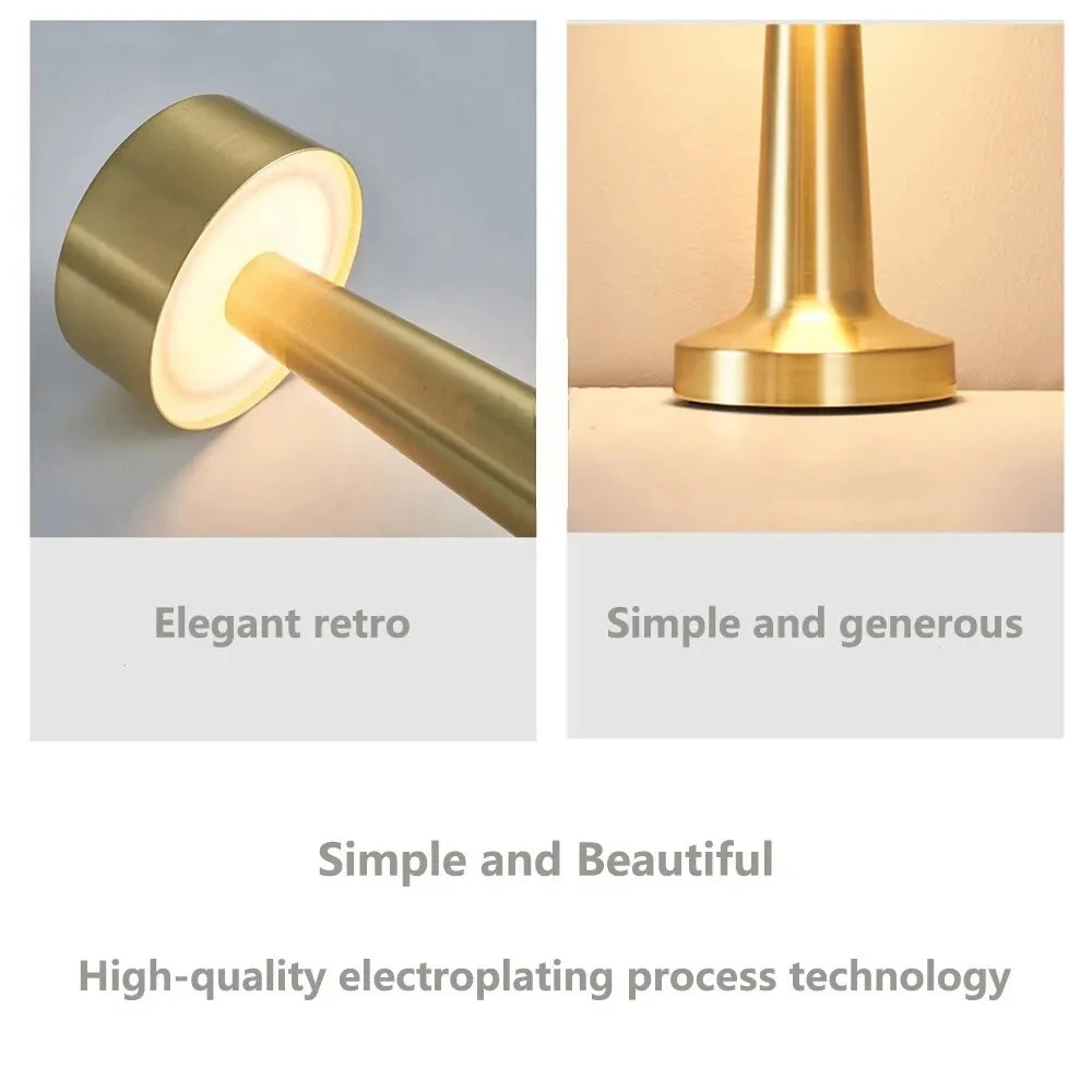 USB Rechargeable LED Table Lamp – Wireless Touch Control, 3 Color Dimmable Bedside Mood Light for Home