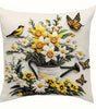 Yellow Bird Watering Can Polyester Peachskin Pillow Cover – Flat Print, 15.75–23.62 in Square, 1 Piece