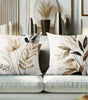 Neutral Botanical Floral Leaf Polyester Pillow Cover – 4 Designs, 4 Sizes