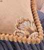 Floral Embroidered Throw Pillow Cover – Ornate Scrollwork, 18.90 in Square