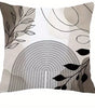 Black Leaf & Circle Polyester Twill Pillow Cover – Designs 1–2, 4 Sizes