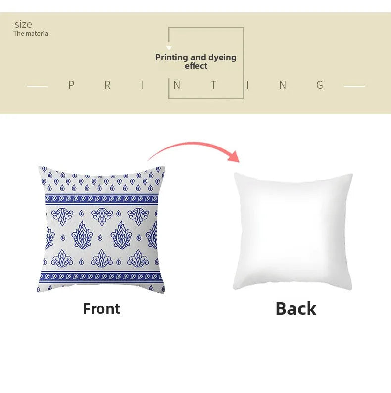 Modern Geometric Leaf Polyester Pillow Cover – Design 3, 4 Sizes