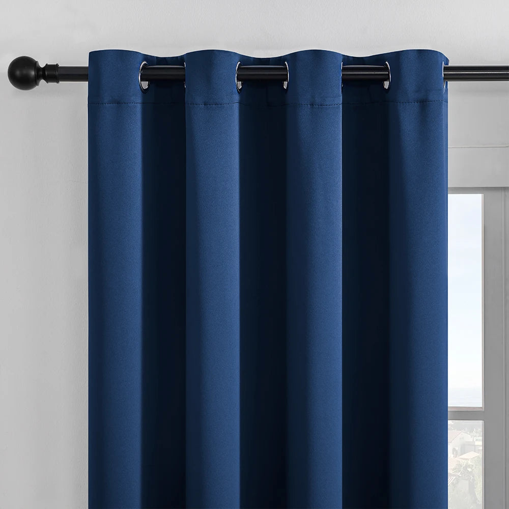 Navy Blue 70%–90% Grommet Semi-Light Blocking Curtain Panel