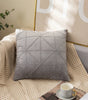 Gray Geometric Grid Velvet Pillow Cover – 17.72 in, Single or Set of 2