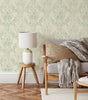 Vintage Green Damask Waterproof Traditional or Peel-and-Stick Wallpaper Roll – 50 × 300 cm