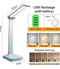 LED Desk Lamp – 3-Level Touch Dimmable, Foldable Eye-Caring Reading Light, USB Plug-In or Rechargeable Bedside Table Lamp