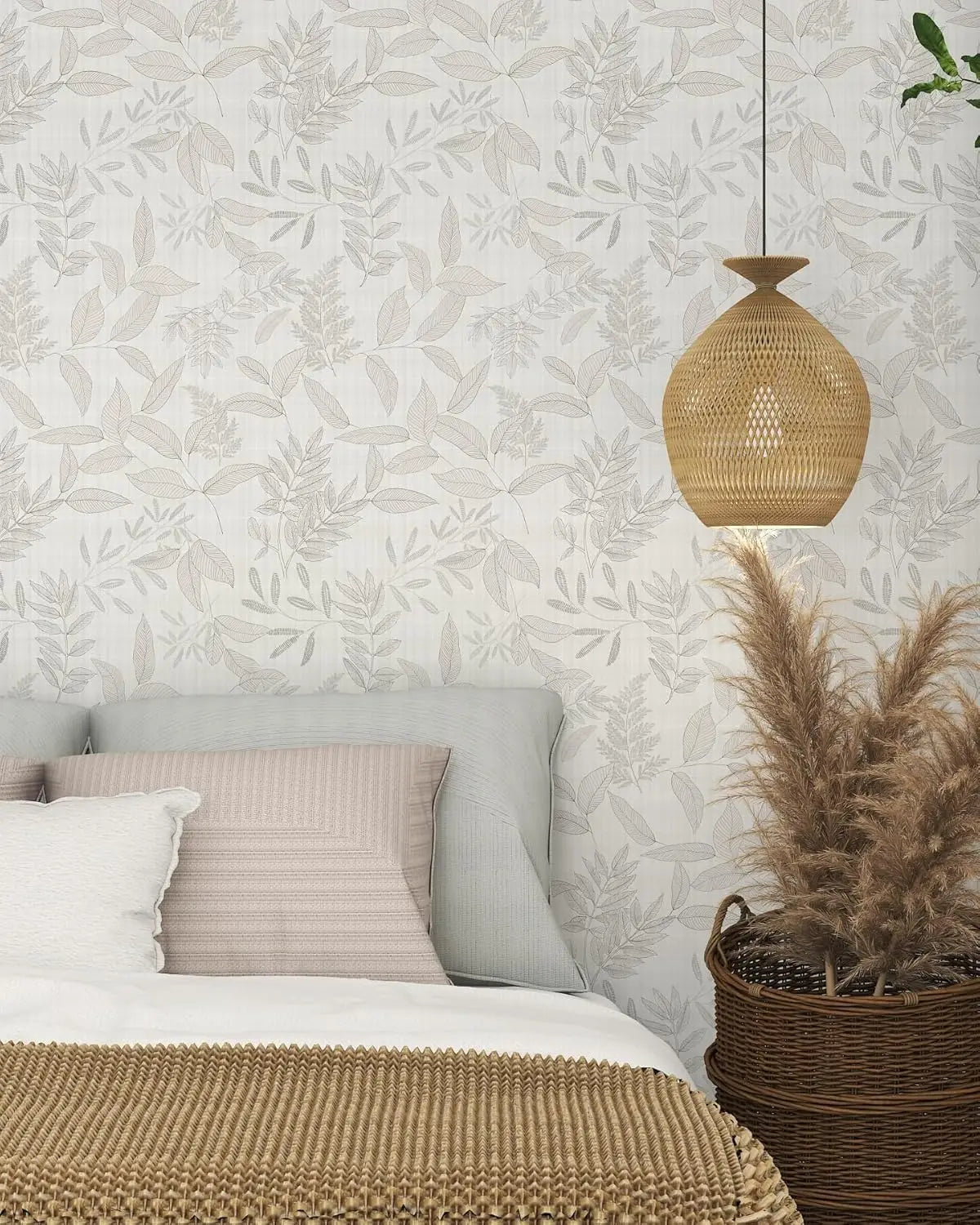 Vintage Boho Leaf Peel-and-Stick Wallpaper – Waterproof Removable Vinyl for Walls, Cabinets and Drawers