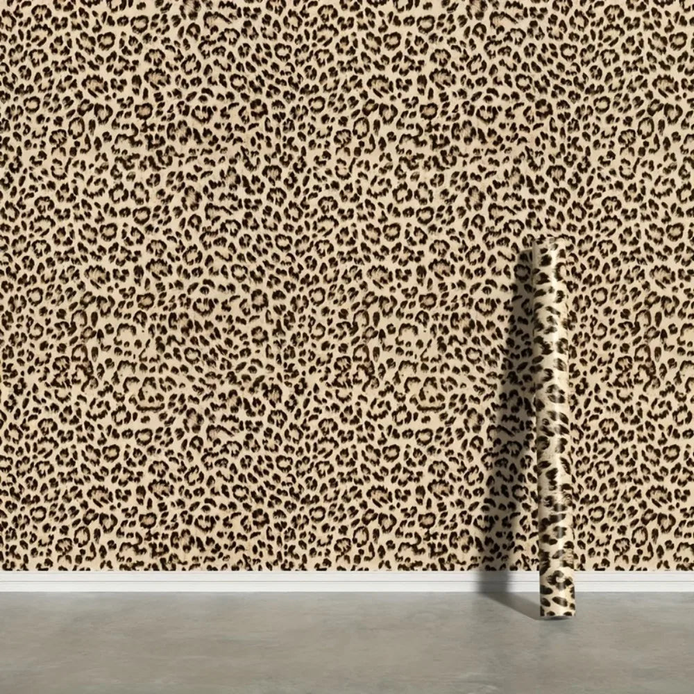 Leopard Pattern Waterproof PVC Peel-and-Stick Wallpaper – Self-Adhesive for Bedrooms, Bathrooms, Living Rooms & Cabinets