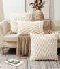 White & Beige Textured Plush Pillow Cover – Square & Lumbar Sizes