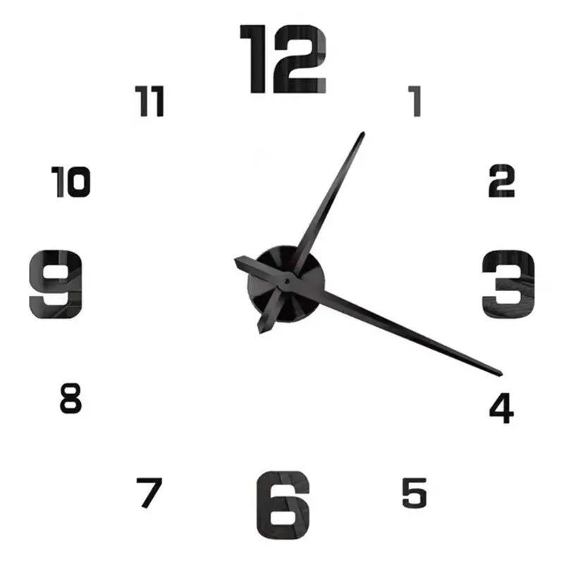 Large Black DIY Acrylic Wall Clock – 12 Designs, 36 or 48 Inch