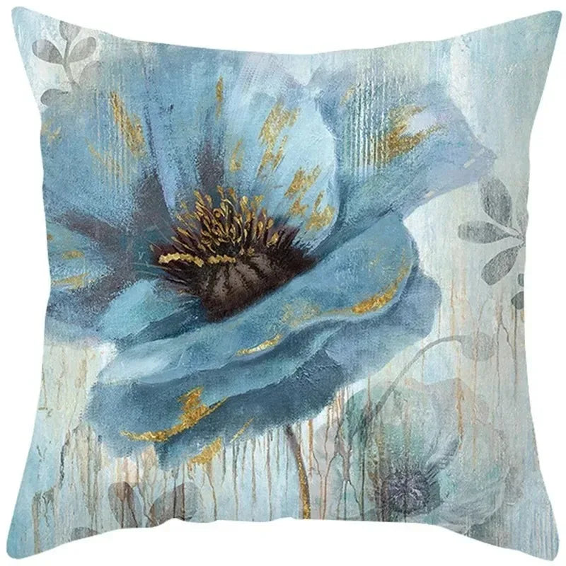 Ginkgo & Floral Polyester Pillow Cover – 17.72 × 17.72 in (45 × 45 cm), 1 Piece