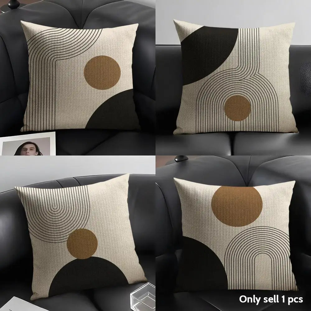 Minimalist Geometric Line Pillow Cover – Design 10, 5 Sizes