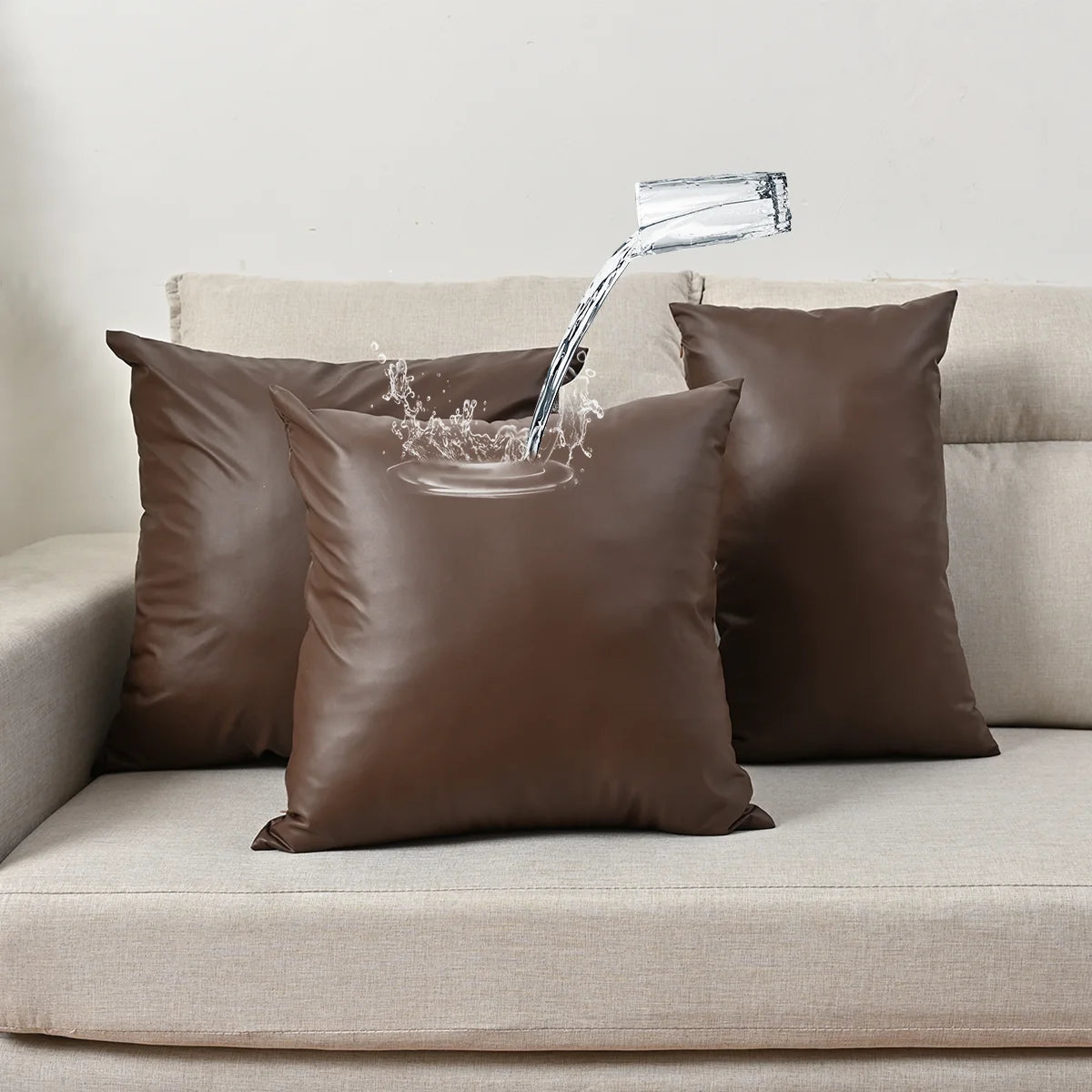 Waterproof Leather Lumbar Pillow Cover – 11.81 × 19.69 in (30 × 50 cm), 1 Piece