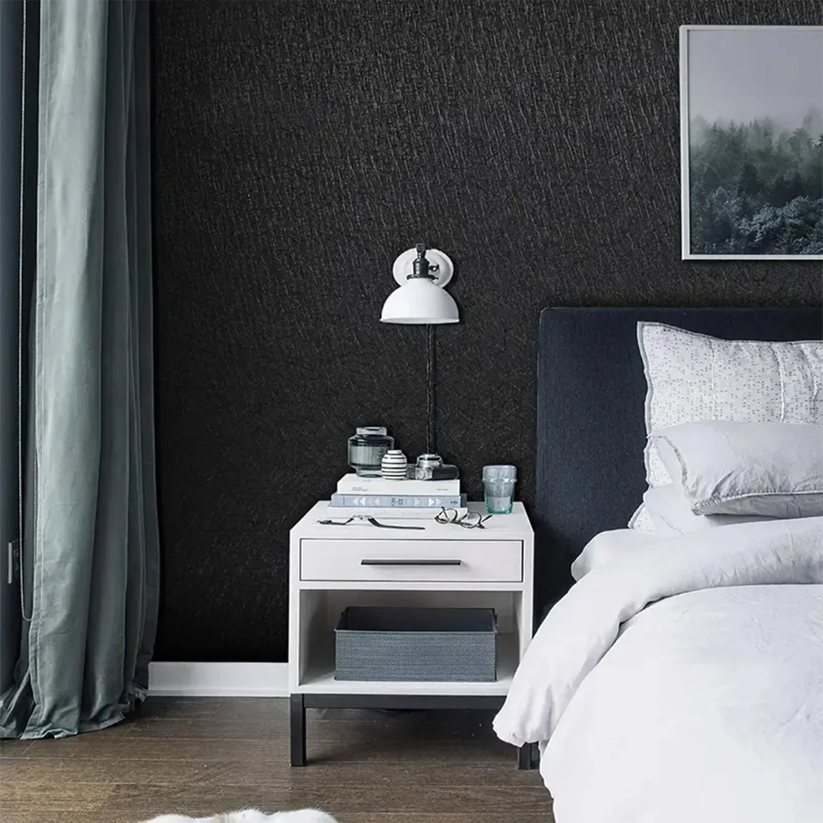 Black Waterproof Vinyl Peel-and-Stick Wallpaper – Matte or Glossy, Removable & Easy to Clean