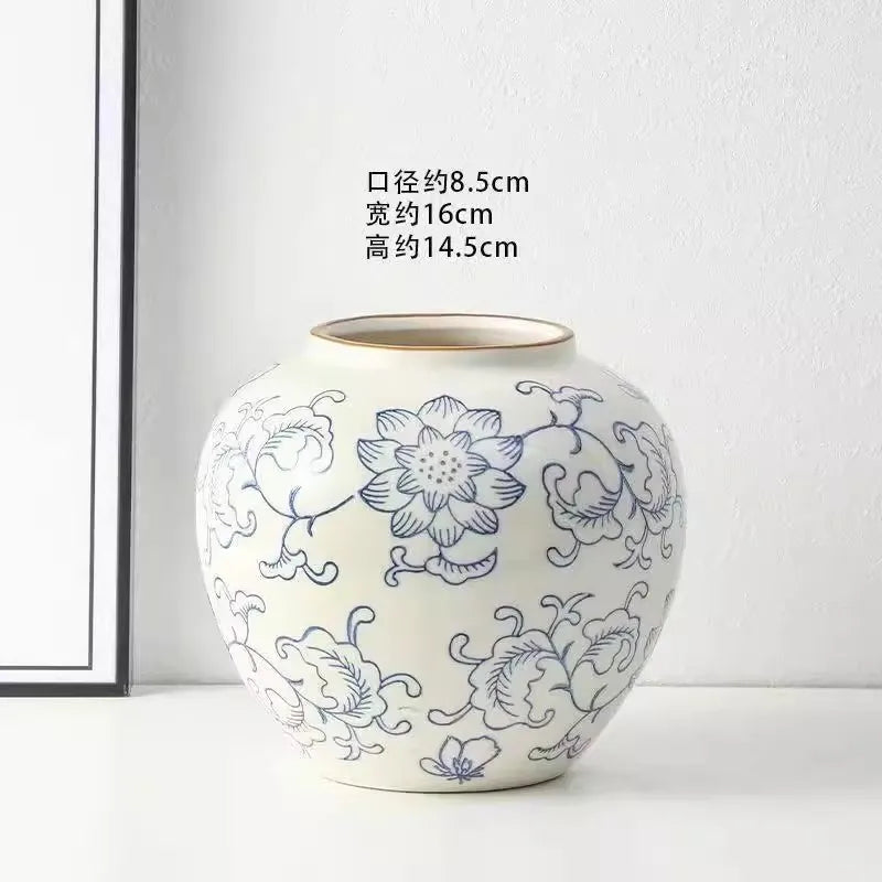 Retro Ceramic Vase – Light Luxury Tabletop Flower Vase for Living Room Decor
