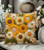 Vintage Sunflower Throw Pillow Cover – Polyester, 17.72 × 17.72 in (45 × 45 cm), Cover Only