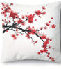 Red Plum Blossom Branch Polyester Pillow Cover – 15.75–23.62 in Square, Cover Only