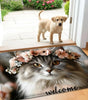 Cute Cat Welcome Doormat – Non-Slip Washable Flannel Mat for Kitchen, Bathroom & Entryway