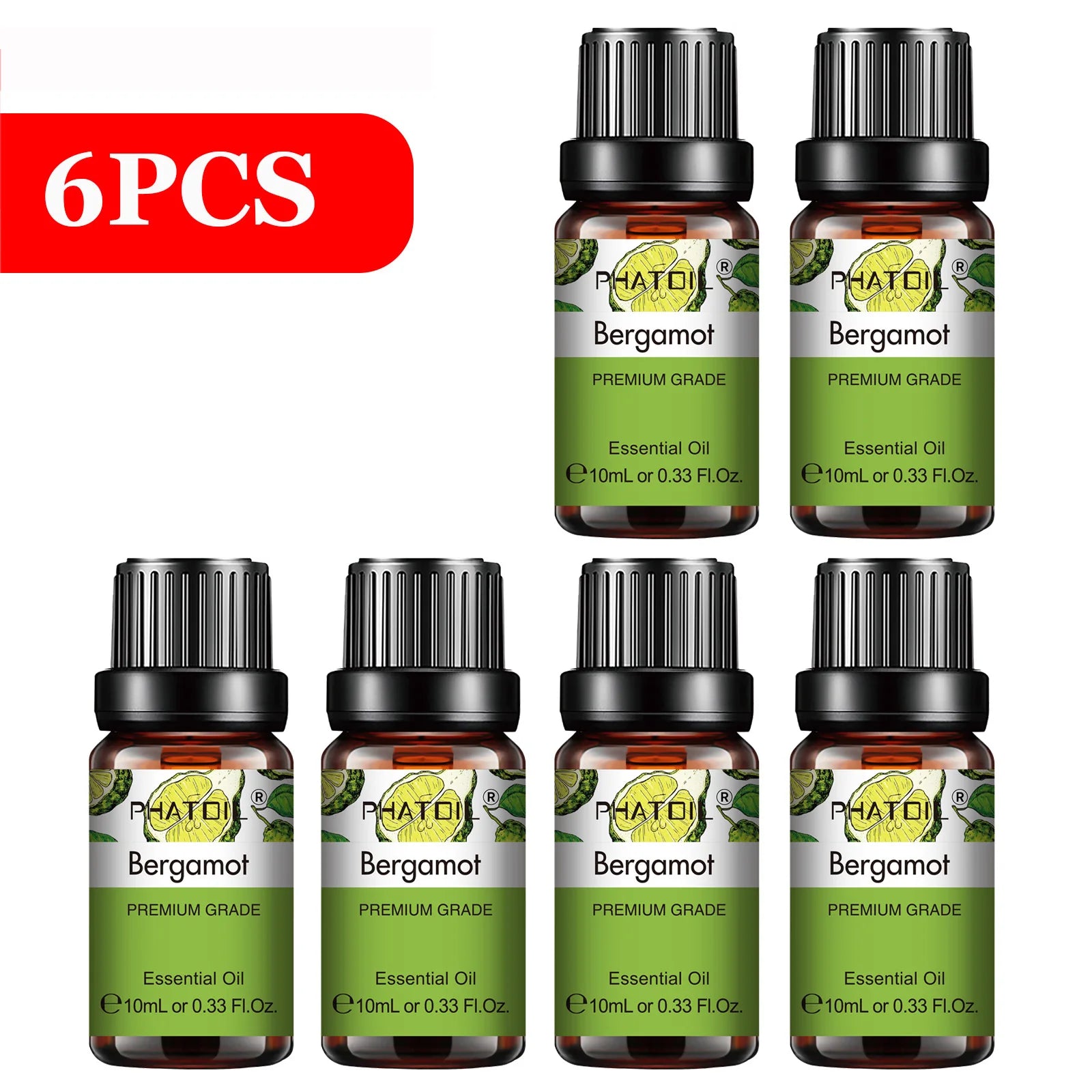 PHATOIL 6-Piece 10ml Pure Essential Oil Set for Diffusers