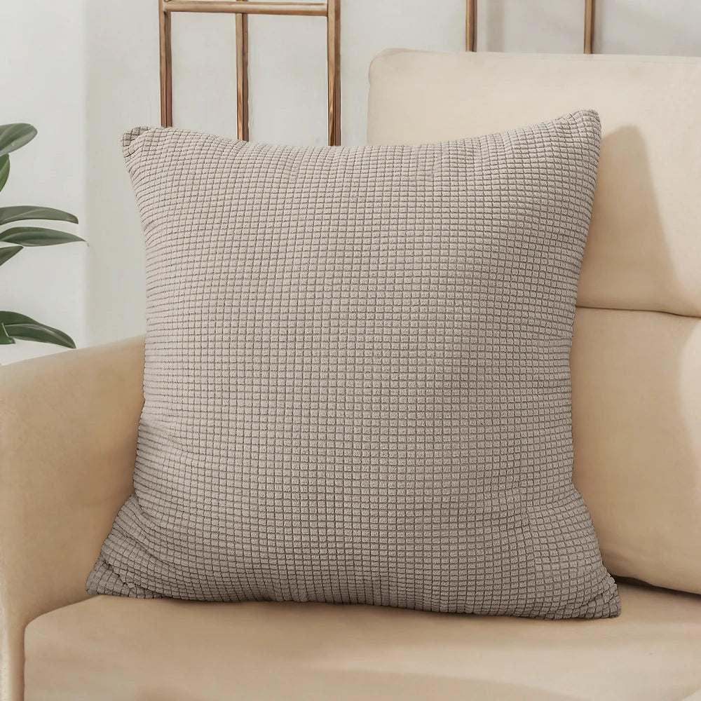 Solid Khaki Jacquard Polyester Pillow Cover – 8 Sizes