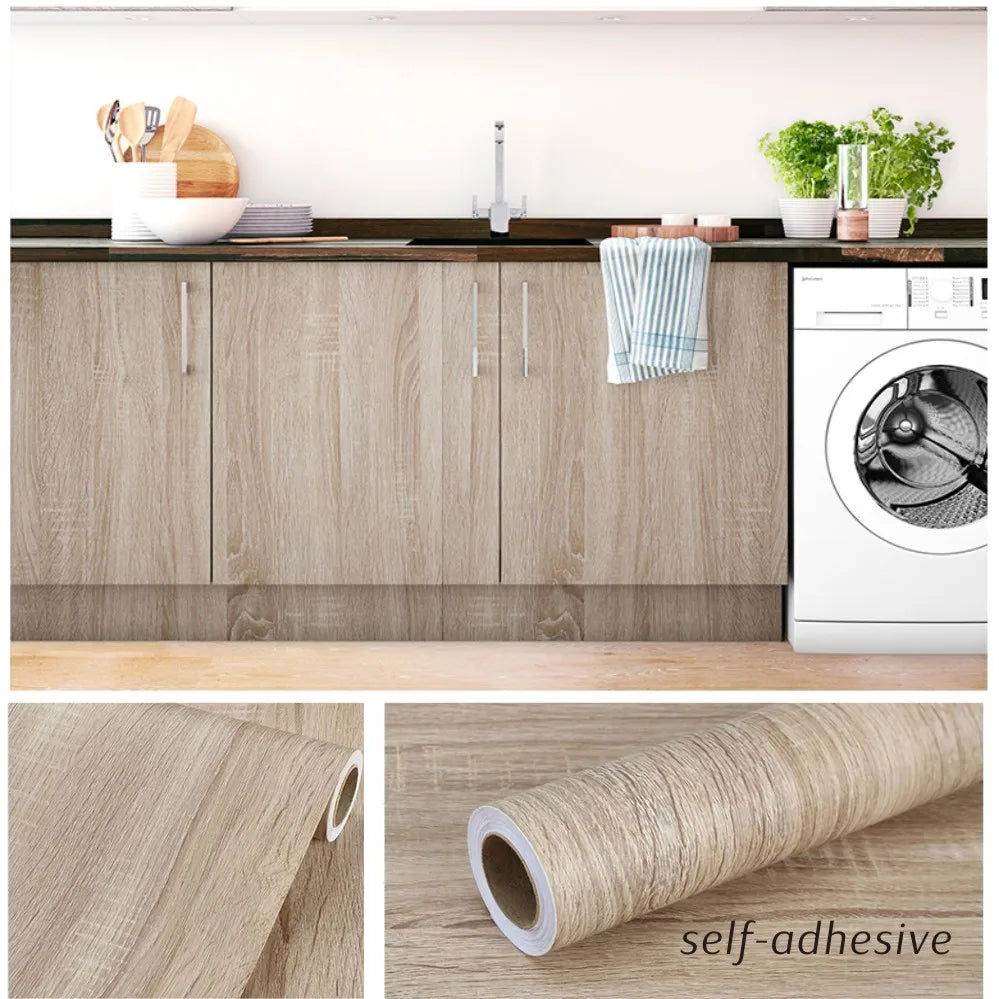 Embossed Wood Grain Peel and Stick Wallpaper – Waterproof, Removable, Self-Adhesive Vinyl Wallpaper