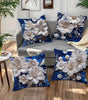 Blue Floral Jewel-Effect Printed Pillow Cover – Design 3, 4 Sizes